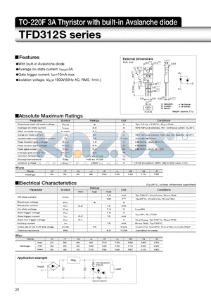 TFD312S datasheet - TO-220F 3A Thyristor with built-in Avalanche diode