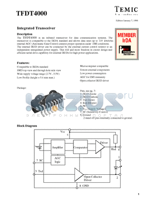 TFDT4000 datasheet - Integrated Transceiver