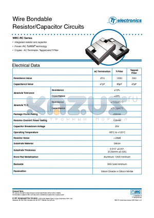 WBD-DSOT23R-470-M-470-M datasheet - Wire Bondable Resistor/Capacitor Circuits