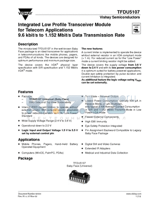 TFDU5107 datasheet - Integrated Low Profile Transceiver Module for Telecom Applications