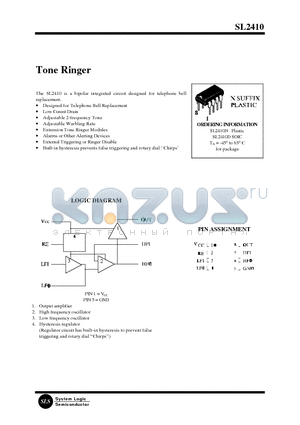 SL2410N datasheet - Tone Ringer