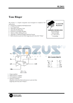 SL2411 datasheet - Tone Ringer