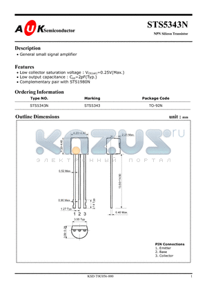 STS5343N datasheet - NPN Silicon Transistor