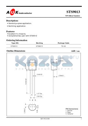 STS9013 datasheet - NPN Silicon Transistor