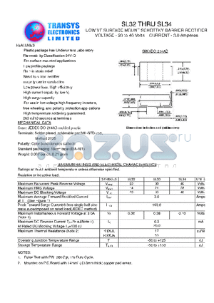 SL32 datasheet - LOW VF SURFACE MOUNT SCHOTTKY BARRIER RECTIFIER