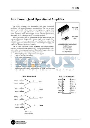 SL324 datasheet - Low Power Quad Operational Amplifier