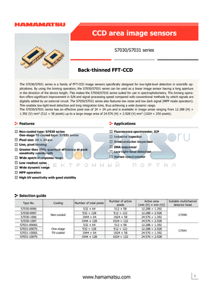 S7031-0907S datasheet - Back-thinned FFT-CCD