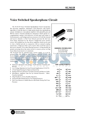 SL34118N datasheet - Voice Switched Speakerphone Circuit