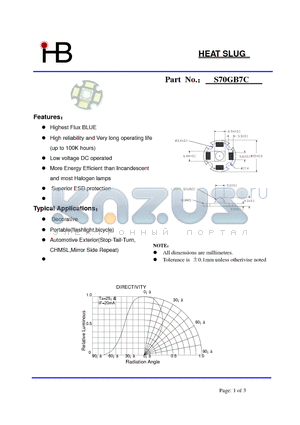 S70GB7C datasheet - Highest Flux BLUE