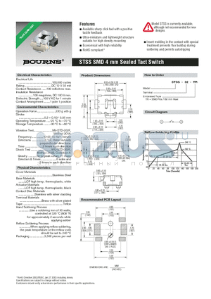 STSS-32-TR datasheet - SMD 4 mm Sealed Tact Switch