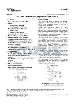 TPS7A3001DGNT datasheet - -36V, -200mA, Ultralow-Noise, Negative LINEAR REGULATOR