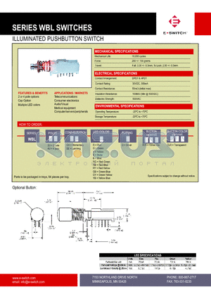 WBL2UEEGQR05CLR datasheet - ILLUMINATED PUSHBUTTON SWITCH