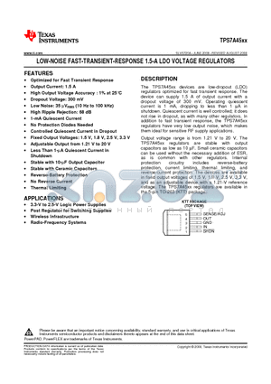 TPS7A4515KTTR datasheet - LOW-NOISE FAST-TRANSIENT-RESPONSE 1.5-A LDO VOLTAGE REGULATORS