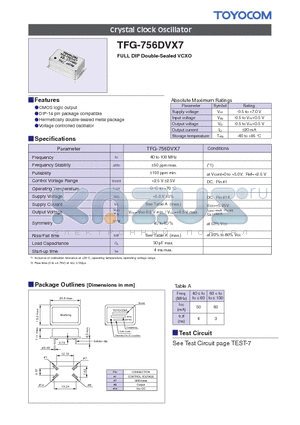 TFG-756DVX7 datasheet - Crystal Clock Oscillator