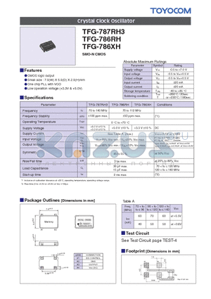 TFG-786RH datasheet - Crystal Clock Oscillator