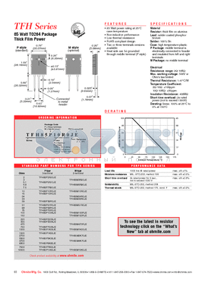 TFH85M24R0JE datasheet - 85 Watt TO264 Package Thick Film Power