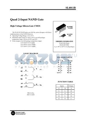 SL4011B datasheet - Quad 2-Input NAND Gate