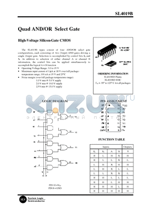 SL4019BN datasheet - Quad AND/OR Select Gate