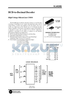 SL4028B datasheet - BCD-to-Decimal Decoder