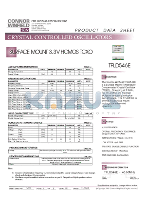 TFLD546E datasheet - SURFACE MOUNT 3.3V HCMOS TCXO