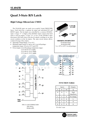 SL4043B datasheet - Quad 3-State R/S Latch