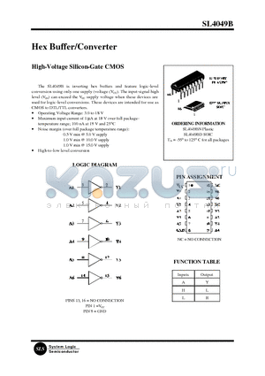 SL4049B datasheet - Hex Buffer/Converter