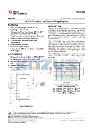 TPS7A7200RGTR datasheet - 2-A, Fast-Transient, Low-Dropout Voltage Regulator