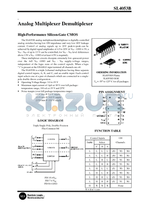 SL4053B datasheet - Analog Multiplexer Demultiplexer