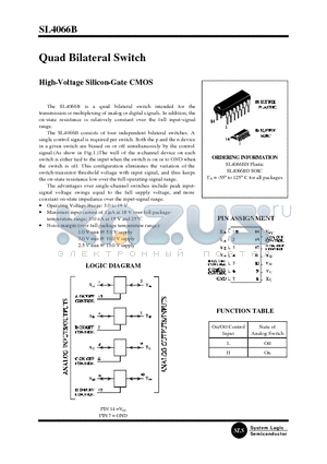 SL4066B datasheet - Quad Bilateral Switch