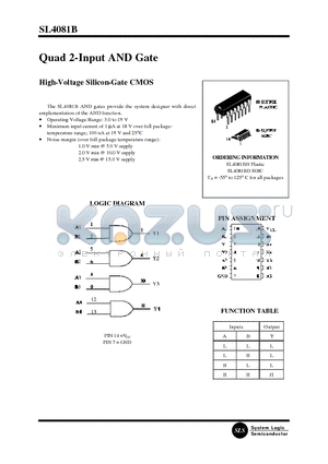 SL4081B datasheet - Quad 2-Input AND Gate