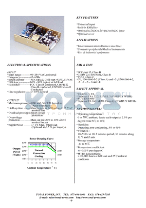 TPS80-22 datasheet - TPS80 SWITCHING MODE 80W U BRACKET POWER SIPPLY