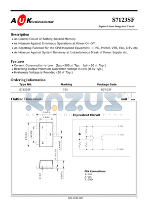 S7123SF datasheet - Bipolar Linear Integrated Circuit