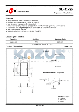 SL431BSF datasheet - Programmable Voltage Reference