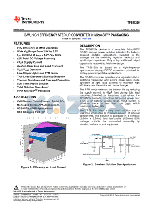 TPS81256 datasheet - 3-W, HIGH EFFICIENCY STEP-UP CONVERTER IN MicroSiP PACKAGING