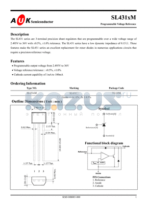 SL431XM_1 datasheet - Programmable Voltage Reference