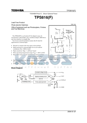 TPS816F datasheet - LEAD FREE PRODUCT PHOTO-ELECTRIC SWITCHES