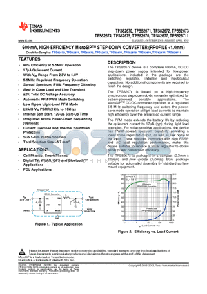 TPS82670SIPR datasheet - 600-mA, HIGH-EFFICIENCY MicroSiP STEP-DOWN CONVERTER (PROFILE <1.0mm)