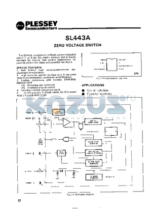 SL443A datasheet - ZERO VOLTAGE SWITCH