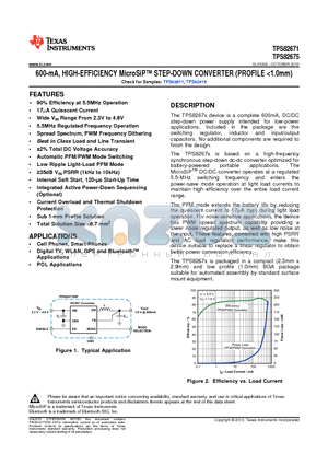 TPS82671 datasheet - 600-mA, HIGH-EFFICIENCY MicroSiP STEP-DOWN CONVERTER (PROFILE <1.0mm)