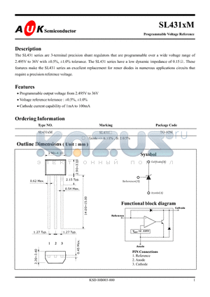 SL431A datasheet - Programmable Voltage Reference