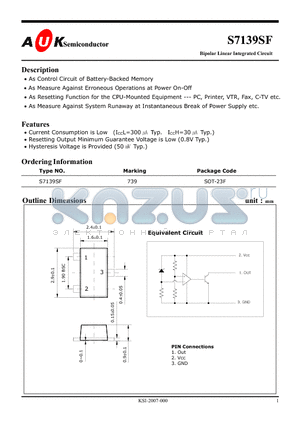 S7139SF datasheet - Bipolar Linear Integrated Circuit