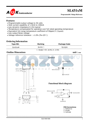 SL431AM datasheet - Programmable Voltage Reference