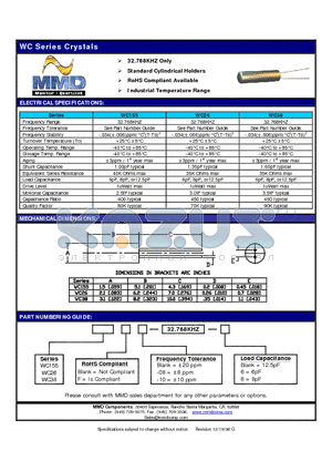 WC155 datasheet - Standard Cylindrical Holders