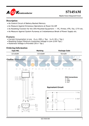 S7145AM datasheet - Bipolar Linear Integrated Circuit