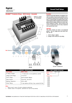 WC1G-120AC datasheet - WILMAR Protective Relays  WC1G Series - Grounded