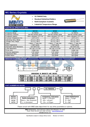 WC26F-08-32.768KHZ-6 datasheet - Standard Cylindrical Holders