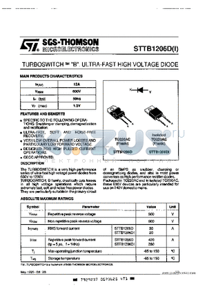 STTB1206D datasheet - TURBOSWITCH