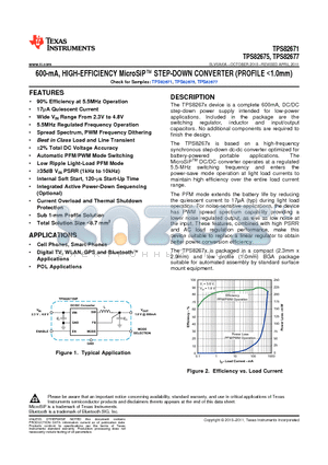 TPS82677 datasheet - 600-mA, HIGH-EFFICIENCY MicroSiP STEP-DOWN CONVERTER (PROFILE <1.0mm)