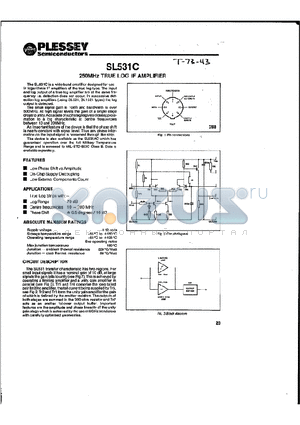 SL531C datasheet - 250MHz TRUE LOG IF AMPLIFIER