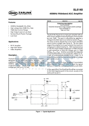 SL6140NA datasheet - 400MHZ WIDEBAND AGC AMPLIFIER